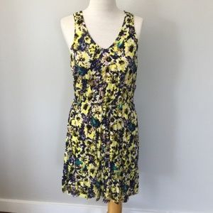 yellow floral racer back dress